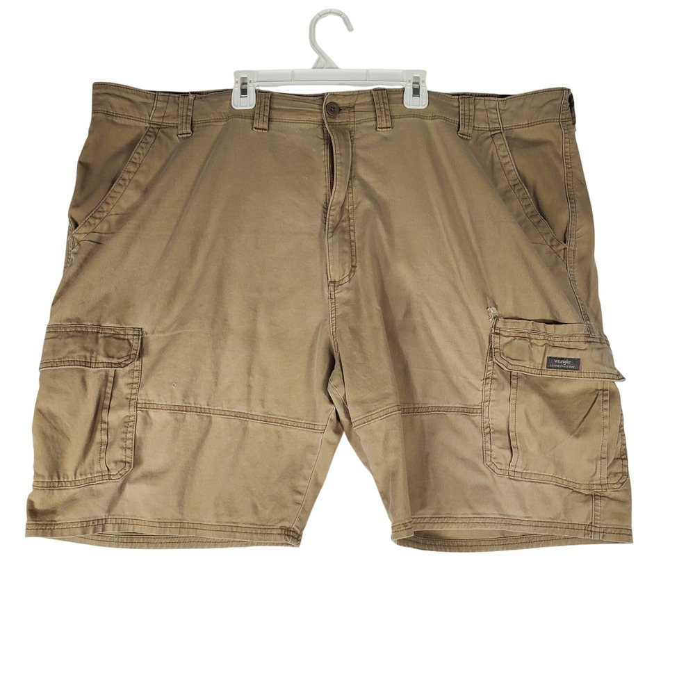 Wrangler Mens Relaxed Fit Cargo Shorts Khaki Tan Stretch Size 48 x 10 112314021